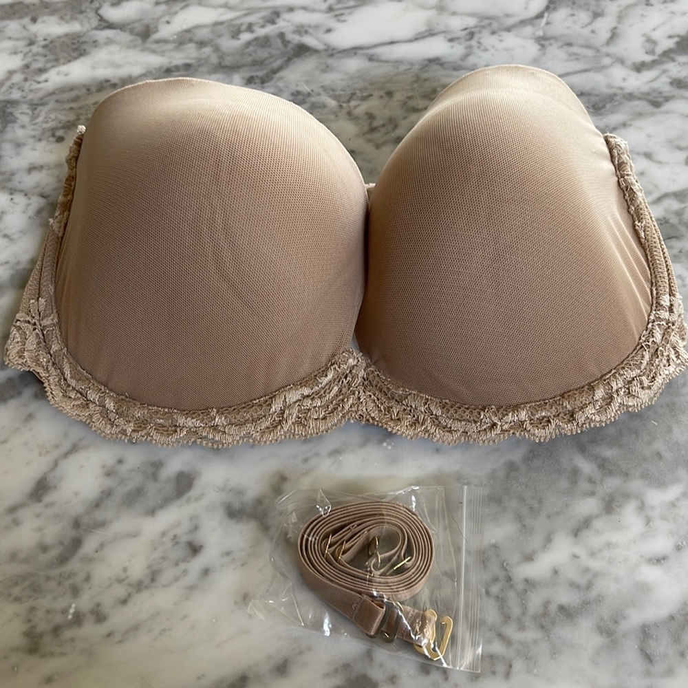 Natori 34DDD strapless bra beige with adjustable straps